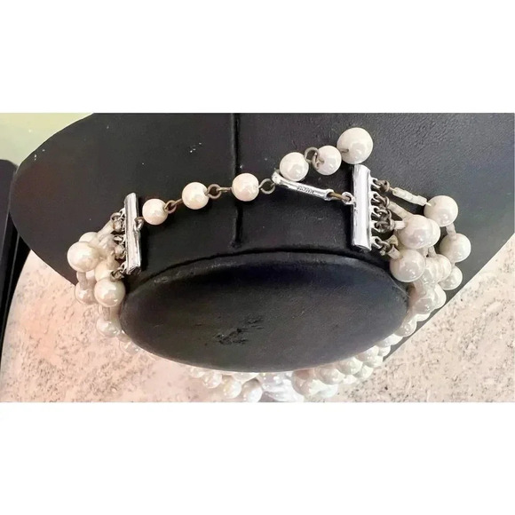 Vintage Womens Irredentist Multi-Strand Pearl Necklace and Earrings Set Jewelry - Picture 5 of 13